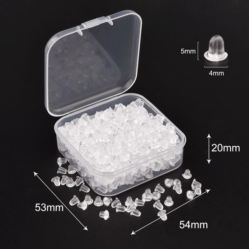 Bouchon arrière pour boucles d'oreilles, 100 à 1000 pièces/boîte, accessoires de bijoux, en alliage de silicone: WHITE