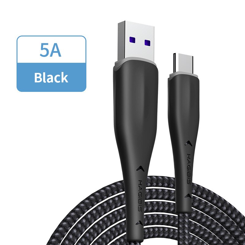 Hagibis USB Typ C Kabel für Samsung S10 S9 5A 40W Schnelle Ladung USB-C Lade Draht USB C Kabel für Xiaomi mi9 Redmi note7 Huawei: Black / 2m