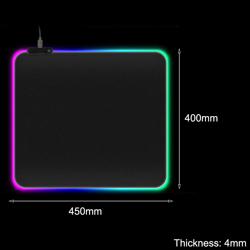 RGB Led Lighting Gaming Mouse Pad Mousepad 90x40cm Large Size Rubber Mice Mat Anti-slip Locking Edge Mouse Mat: 450x400x4mm