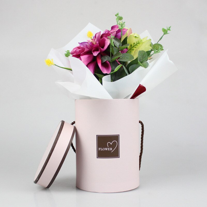 Ronde Bloem Papier Dozen Deksel Knuffel Bloemist Bloem Emmer Verpakking Dragee Candy Bar Party Wedding Opslag dozen