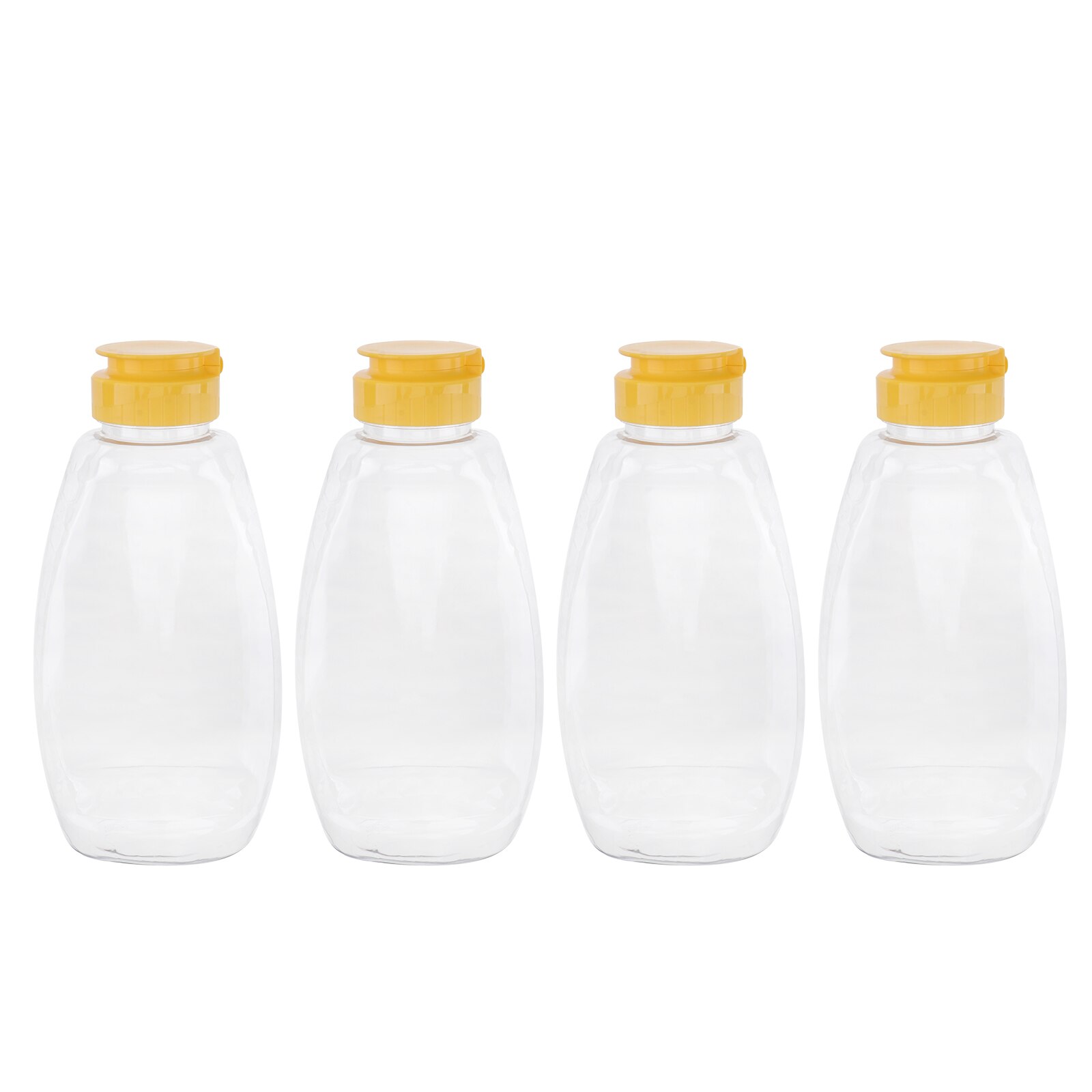 4pcs Transparent Plastic Honey Bottle Food Packaging Bottle Honey Jar With Lid Honey Bottle Jam Container for Home (500g