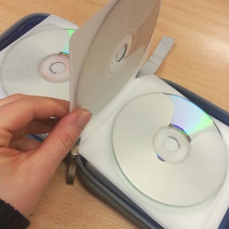 Estuche portátil de 40 discos de capacidad para DVD, bolsa de almacenamiento de CD para coche, mini bolsa de CD cuadrada de tela, caja de almacenamiento de disco de plástico para DVD