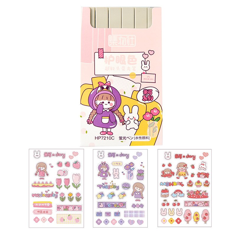 36 teile/los Kawaii Feste Farbe Auge Schutz Textmarker Nette Zeichnung Marker stifte Werbe Büro Schule Liefert: 2