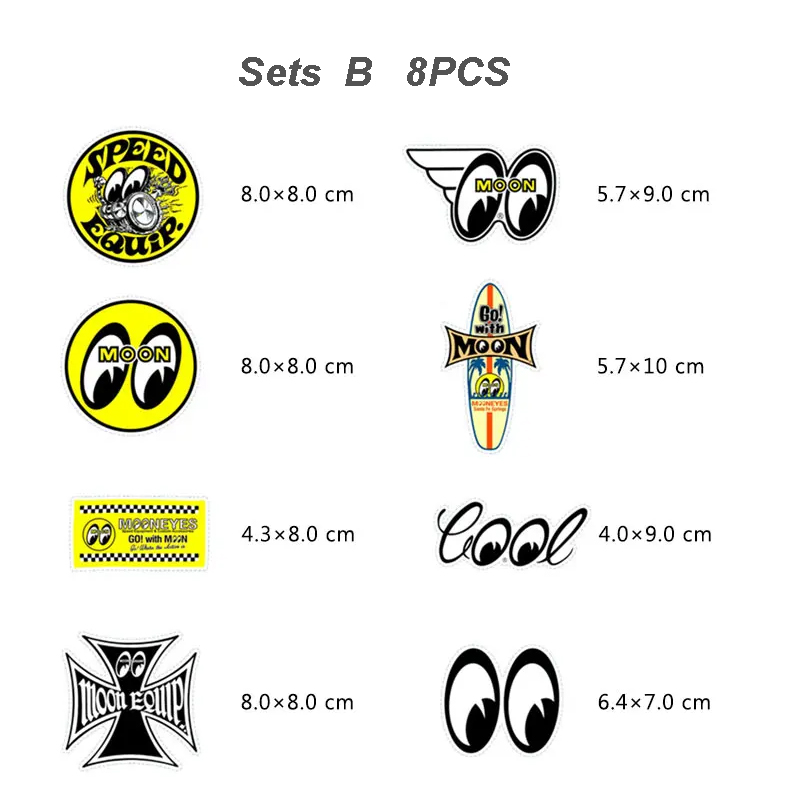 8 unids/set de pegatinas, calcomanías de Motor, pegatinas de Luna para coche, decoración de monopatín, Pegatinas impermeables para equipaje, portátil, lanzador de bicicleta: Castaño