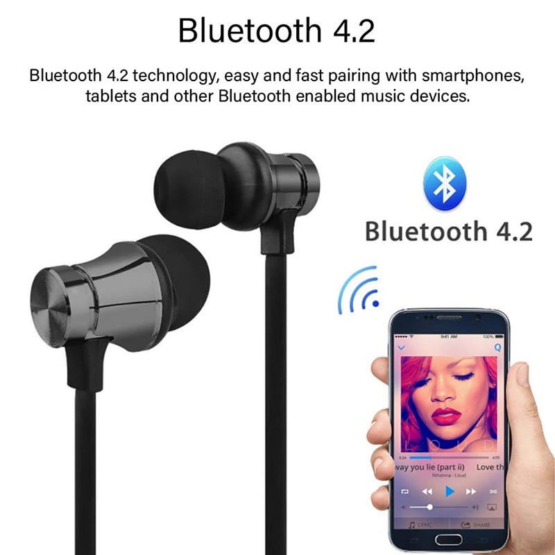 Magnetic Drahtlose Bluetooth Kopfhörer Stereo Wasserdichte Sport Earbuds In-ear Headset Kopfhörer mit Mic Für iPhone Samsung