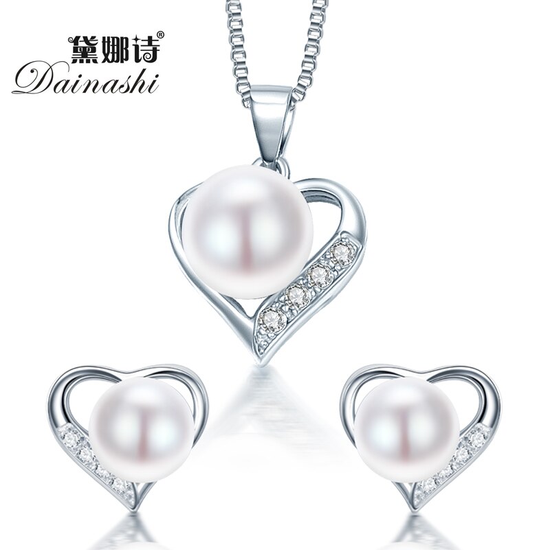 Dainashi Romantische Hart Sterling Zilveren Sieraden Hanger Ketting &amp; Earring Voor Vrouwen Meisje Vriend Vrouw Valentijnsdag