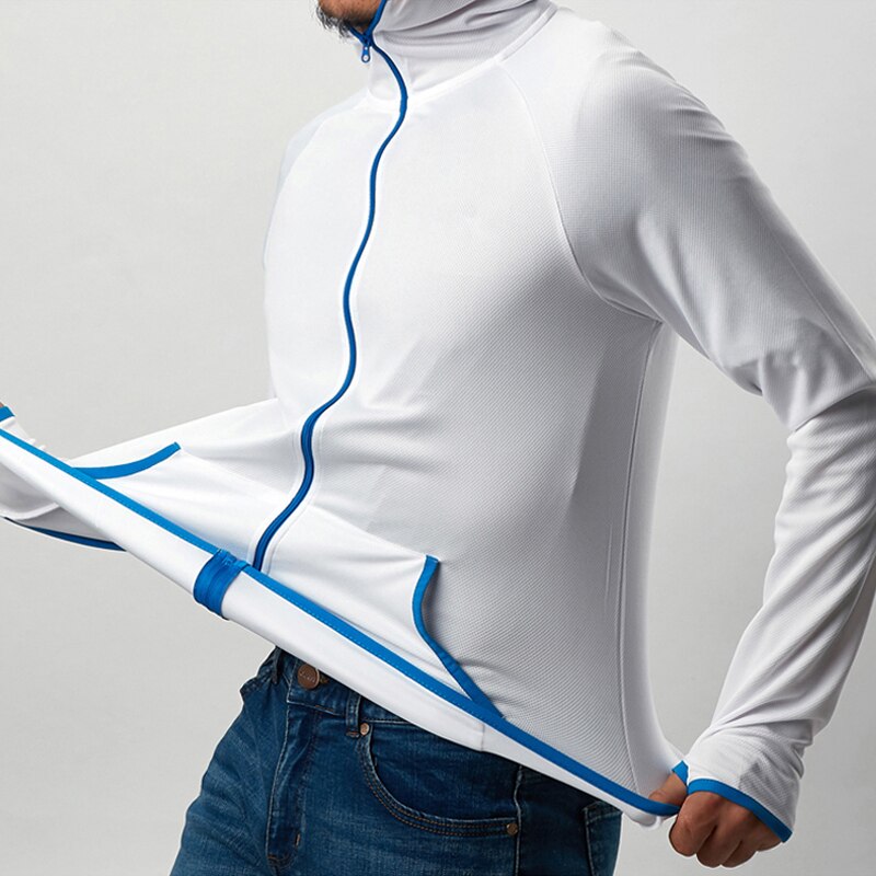 Is silke hurtigtørrende fiskeskjorte herre udendørs sport vandtæt og antifouling hættetrøje åndbar solbeskyttelse langærmet