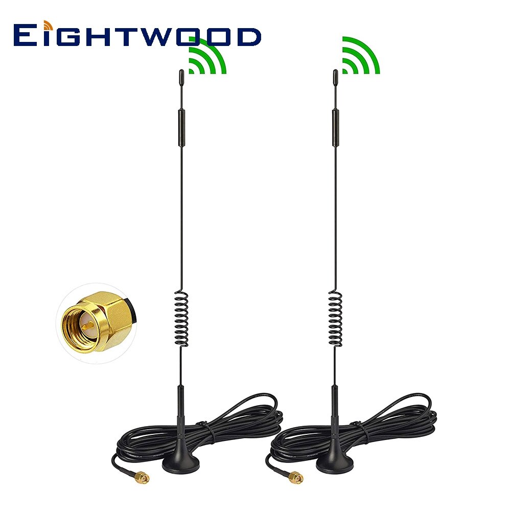 Eightwood 2 Pcs 4G Lte Mimo Sma Male Antenne Voor Verizon At & T T-Mobile Sprint Huawei Netgear Signaal booster Cellulaire Versterker