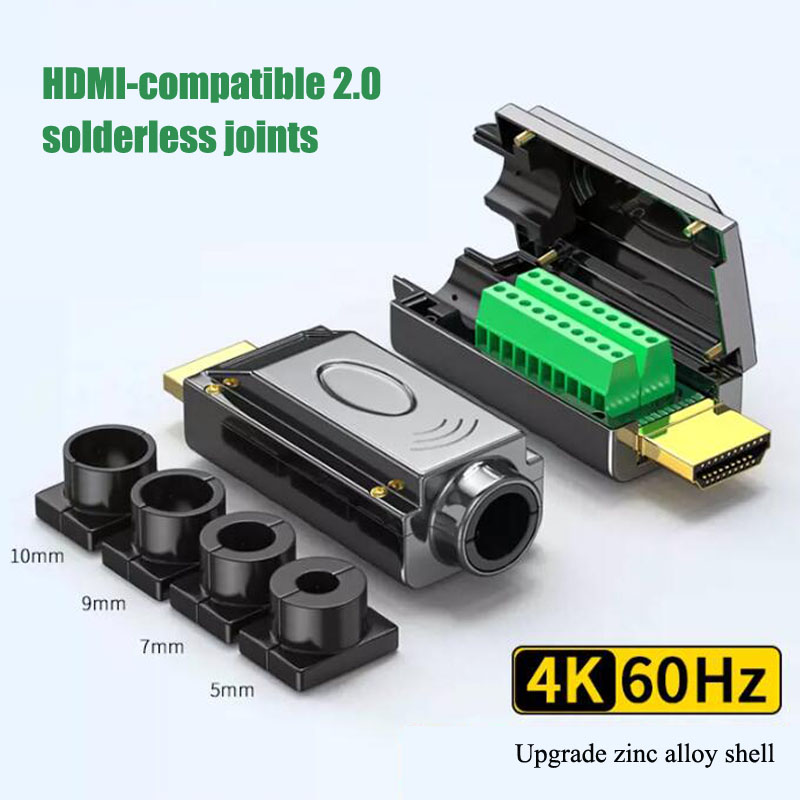 HDMI-compatible 2.0 Solderless Cable Connector HDMI Welding Plug 4K High-definition Wire Repair Wiring Terminal DIY Male Adapter