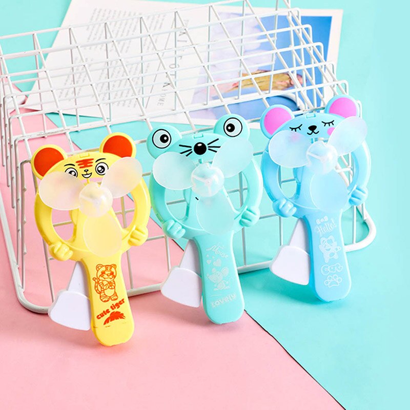 1PC Kids Mini Portable Cartoon Cubs Hand Pressure Fan Page Manual Handheld Summer Mini Cooling Air Conditioner for Children