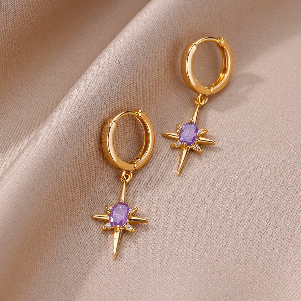 Pendientes de estrella de ocho puntas para mujer, pendientes de acero inoxidable de verano, tendencia nueva en joyería para pareja femenina, aretes de mujer 2024