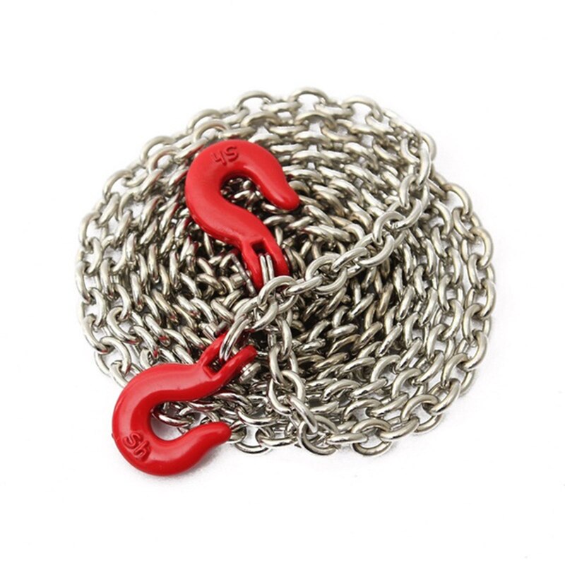 Racing 1:10 RC Car Rock Crawler Accessory 85cm Long Chain Hook Red + Silver