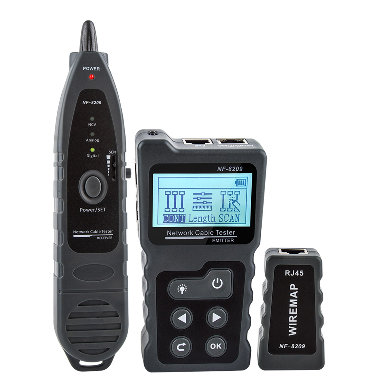 KKmoon LCD Netzwerk Kabel Tester Draht Tracker PoE Prüfer Inline PoE Spannung und Strom Tester mit Kabel Tester mit Beleuchten