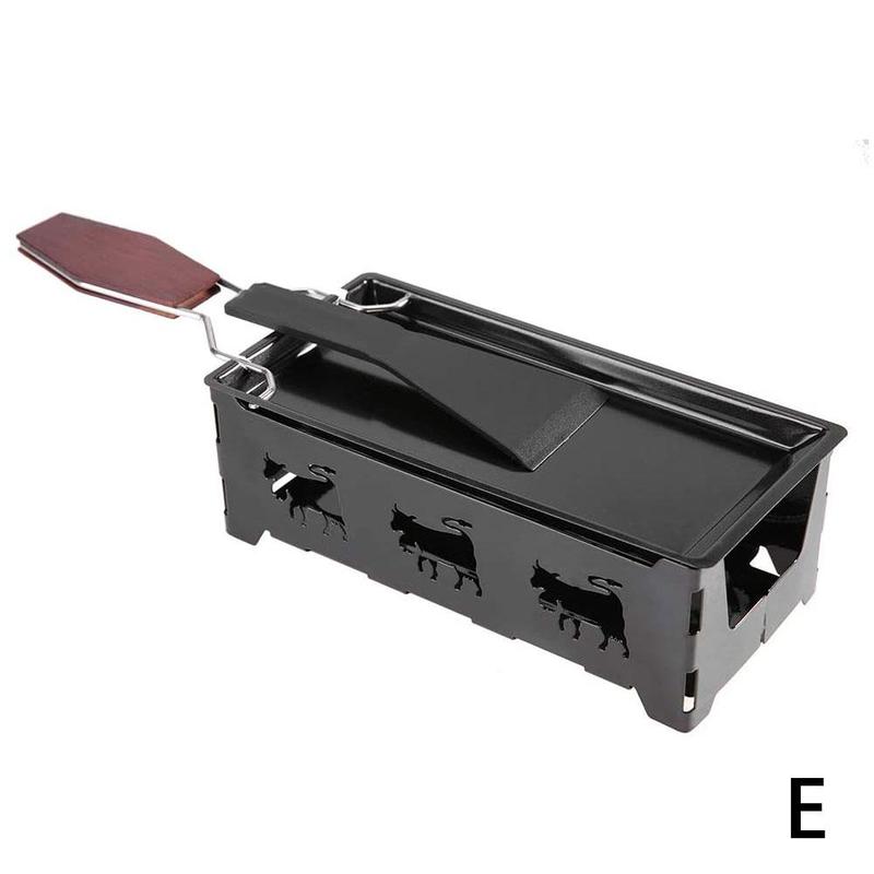 Schweizisk ostepande mini non-stick bagepande med lysestage sæt smør ost bagepande bbq ostebræt ovn smelter: E