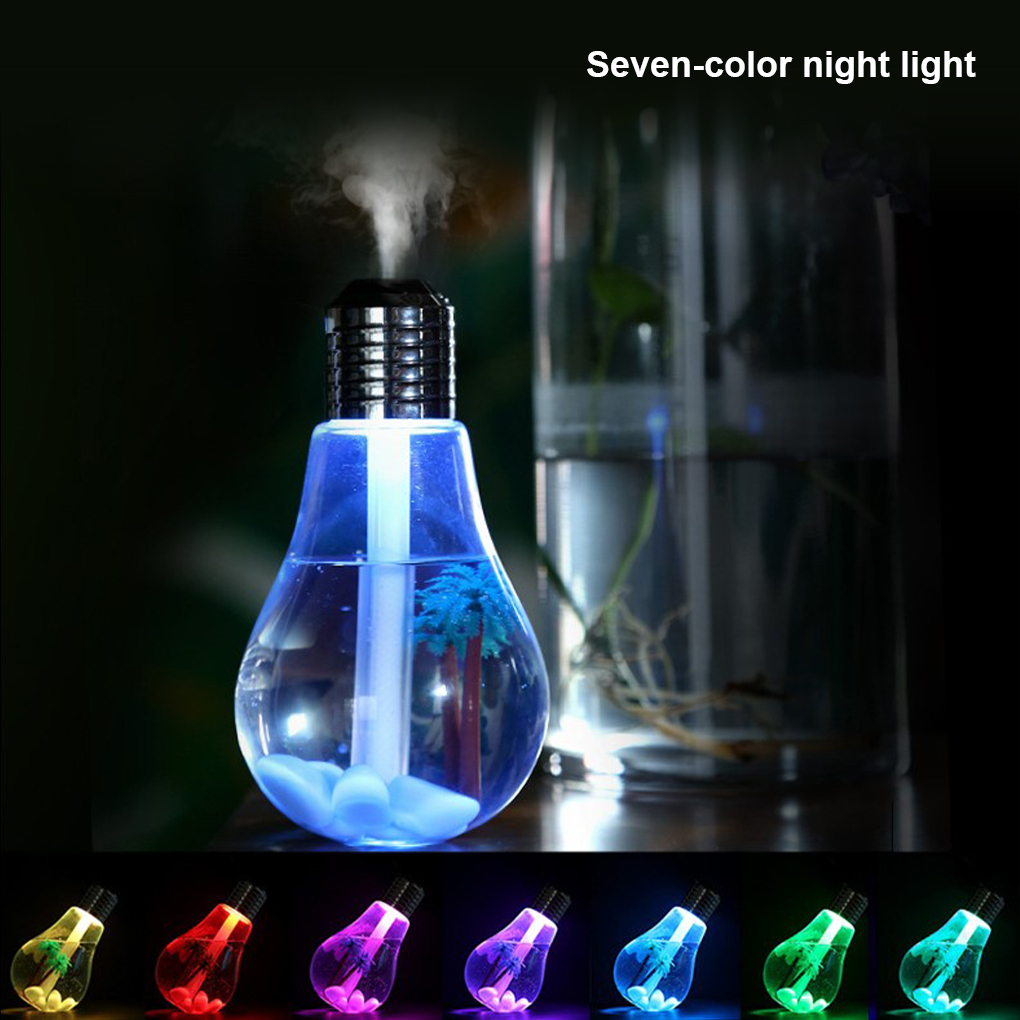 400ml USB Air Humidifier Bulb Humidifier Colorful LED Night Lamp Essential Oil Diffuser for Home Office