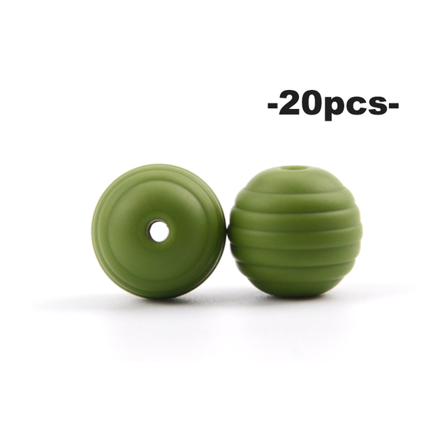 LOFCA – perles de dentition en Silicone pour bébé, 20 pièces, en spirale, rondes de alimentaire, 15mm, DIY, perles filetées sans BPA, anneaux de dentition pour bébé: Foncé Café