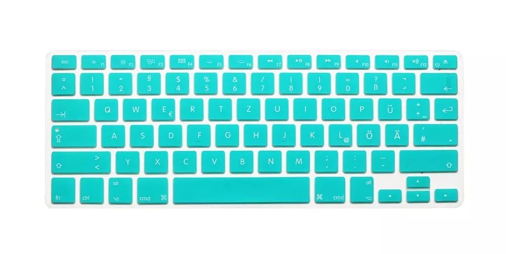 US Layout Duitse Letters Toetsenbord Beschermer Voor Macbook Air Pro Retina 13 &quot;15&quot; 17 &quot;Laptop Skin Covers voor Mac book 13 15 QWERTZ: Skyblue