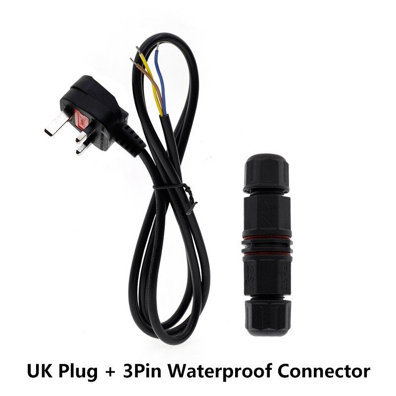 EU US UK AU Plug Power Wire with 3 Pin Waterproof Connector Electrical Cords 1.5 Meters AC DC Black Power Supply Extension Cable