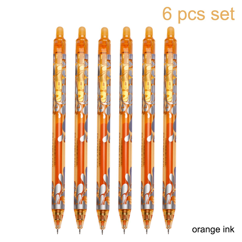 Juego de bolígrafos de Gel borrables de 0,5mm, varilla de repuesto de 6 colores, bolígrafo borrable de tinta mágica, mango lavable, papelería escolar para escritura y oficina, 6 uds.