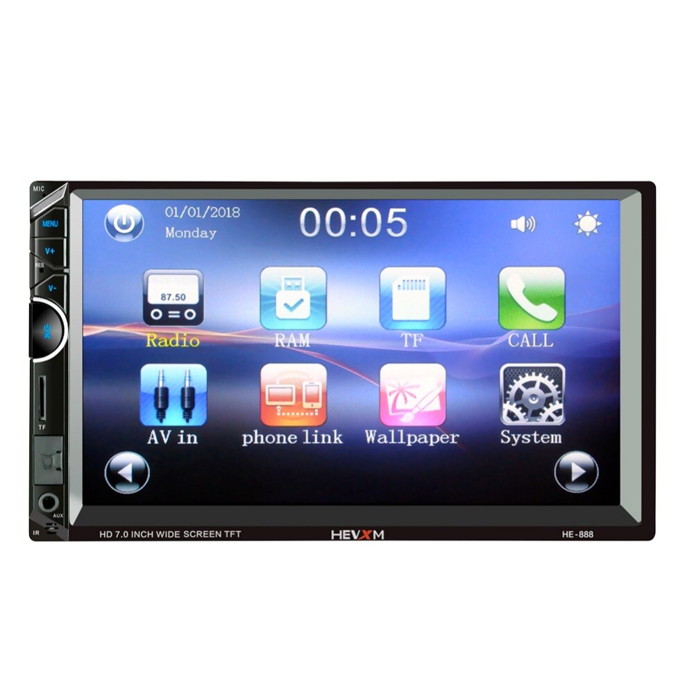 Car Multimedia Player with IOS/Android Mirror Link Bluetooth Autoradio 2 Din 7" Touch Screen MP5 TF USB Radio