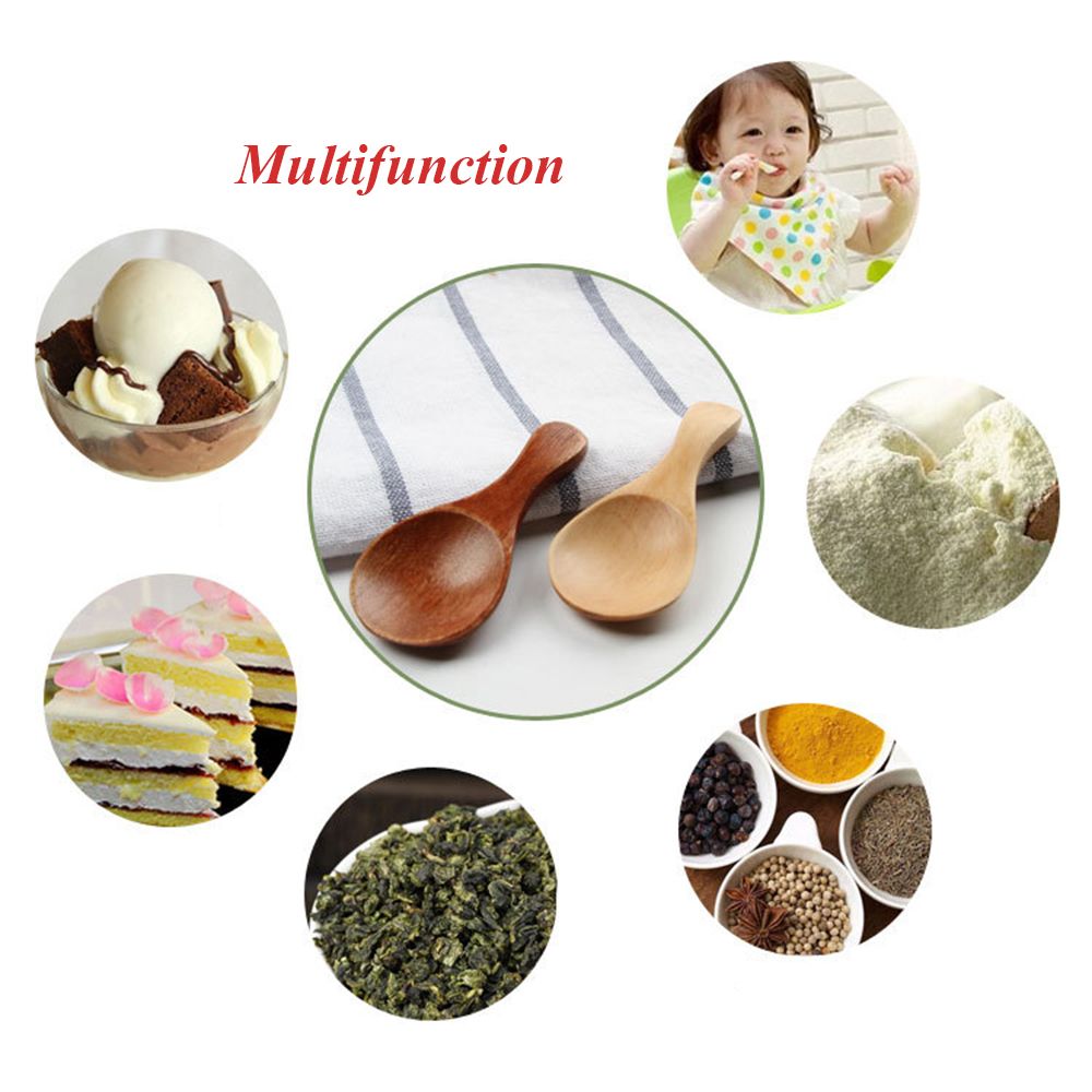 Small Mini Salt Wood Spoons Coffee Tea Sugar Spoon Natural Wooden Spoon Condiment Scoop Cooking Tools Flatware