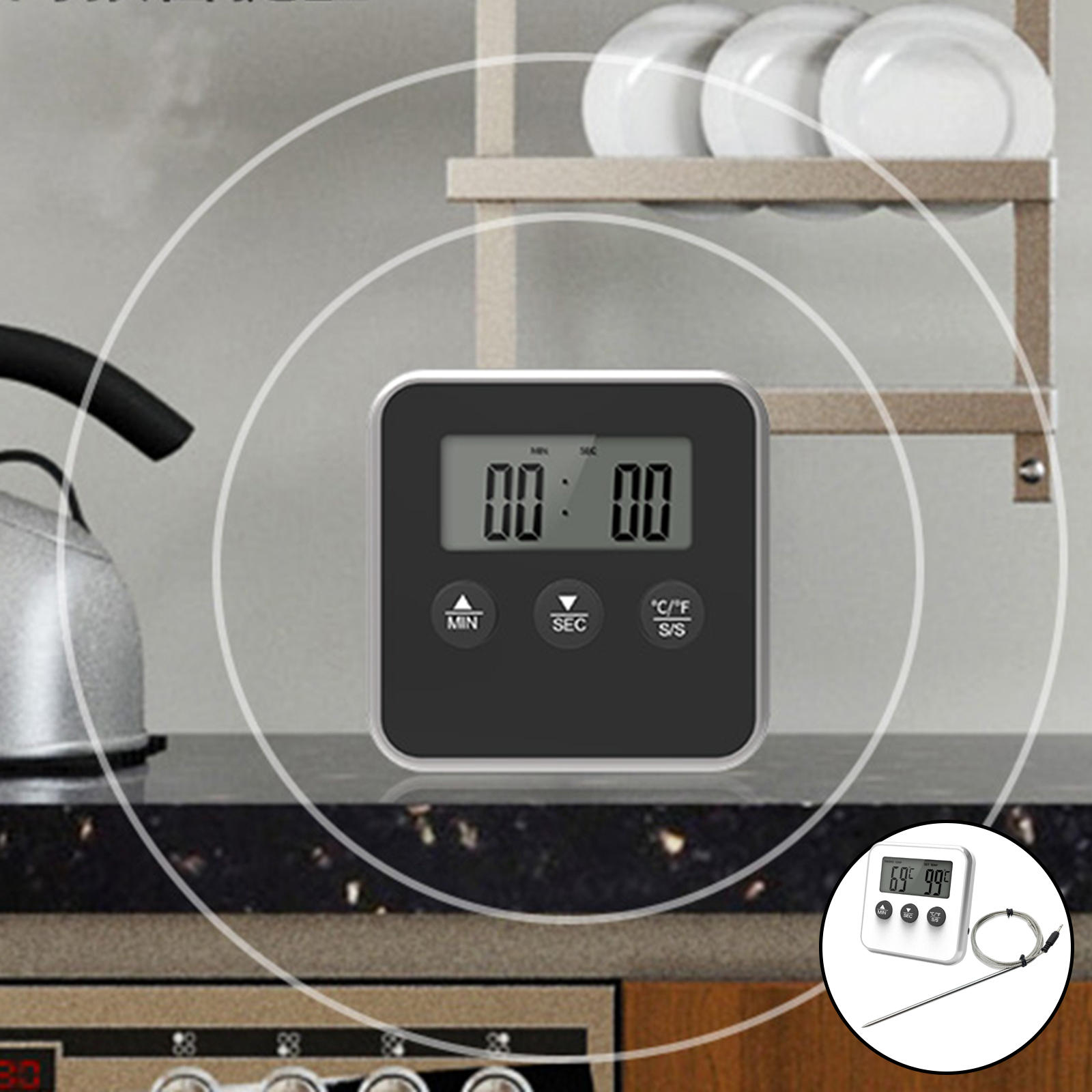 Instant Read Meat Thermometer Food Thermometer for Cooking Espresso Cappuccino Coffee: white