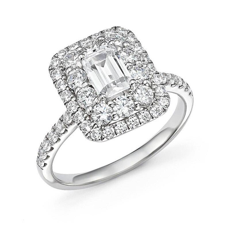 Huitan Wedding Bands With Micro Paved Trendy Engagement Bridal Ring For Women Brilliant Crystal Factory Direct: 9