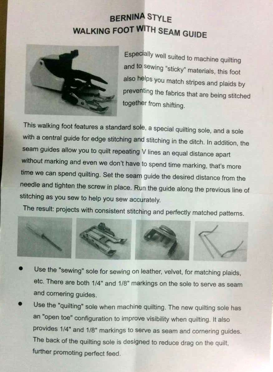 BERNINA Household Sewing Machine Parts even feed Presser Foot WALKING FOOT QUILTING for BERNINA Models 100 120 180 380 #P60443