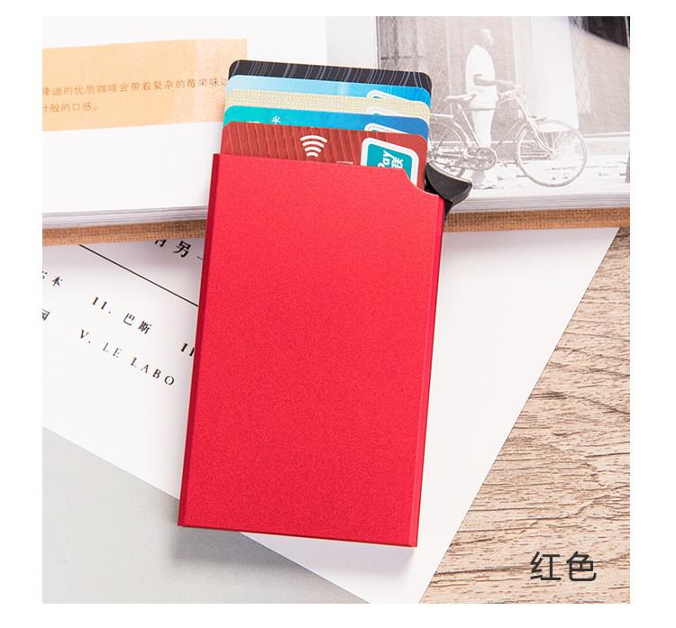 Rfid Portemonnee Aluminium Metal Credit Business Mini Card Wallet Man Vrouwen Smart Wallet Visitekaarthouder: red