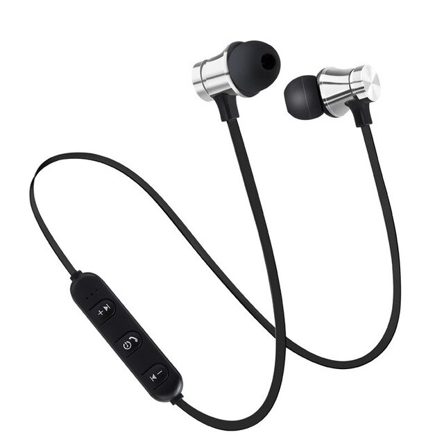 Bluetooth Kopfhörer Sport Freihändiger Kopfhörer Drahtlose kopfhörer Magnetische Headset Für IPhone Xiaomi Huawei Honor Samsung Redmi: Silber-