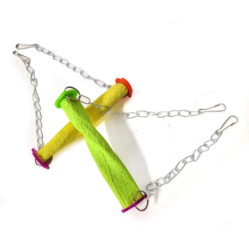 Bird Hanging Swing Toy Parrot Grinding Claws Standing Bar for Parakeet Cockatiel Finch Lovebird Budgie Conure (Random Color)