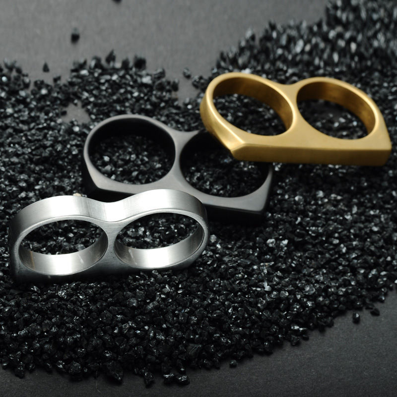 Twee Vinger Ringen Man Metal Hard Ring Voor Party 2 Vingers Ring Rebelse Ring Opstand Persoonlijkheid Sieraden Fzl Non-overeenstemming Jongen