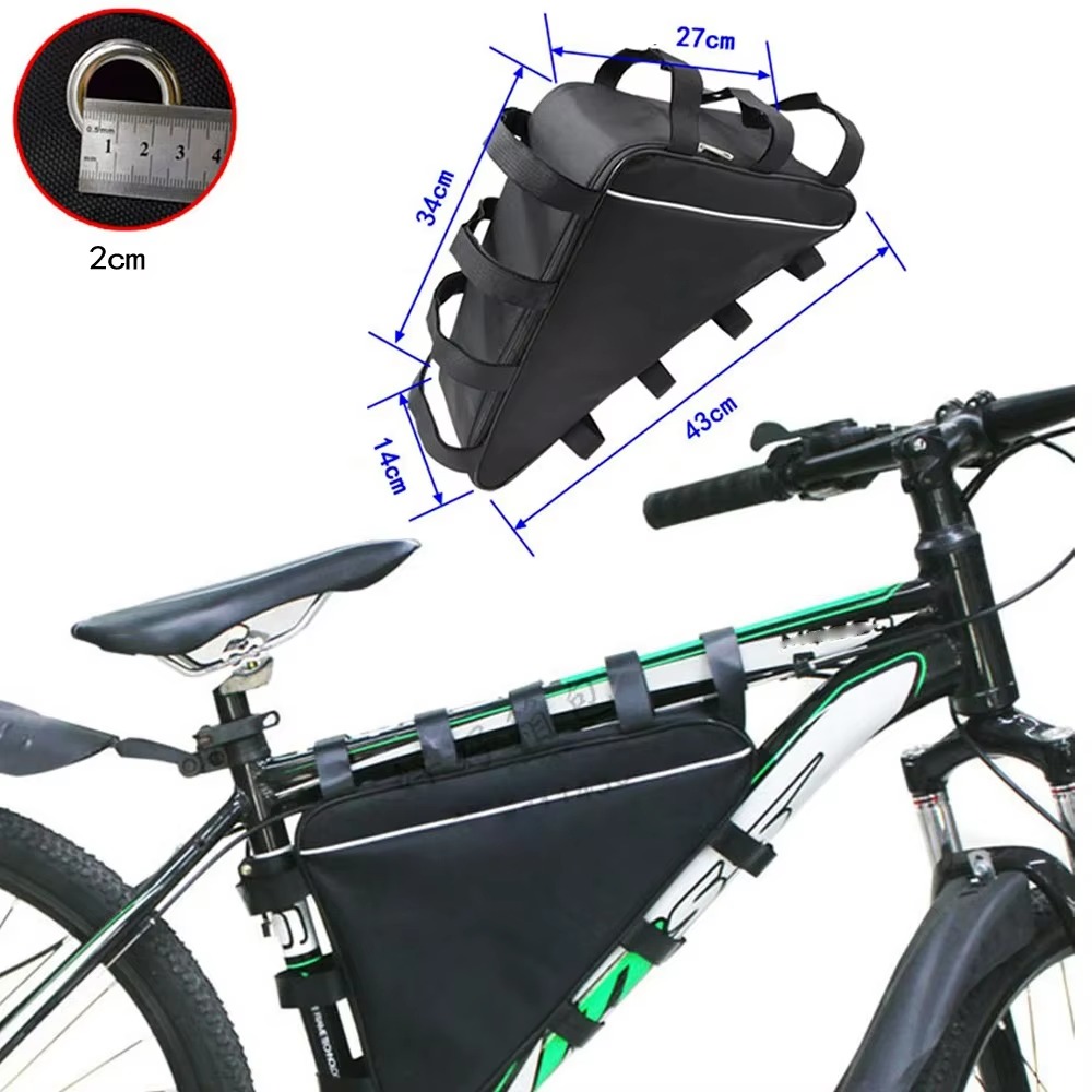 Borsa per batteria per bicicletta elettrica borse per ciclismo a triangolo borsa per telaio per bici da strada MT borse per ciclismo borse per tubo anteriore per bicicletta di grandi dimensioni