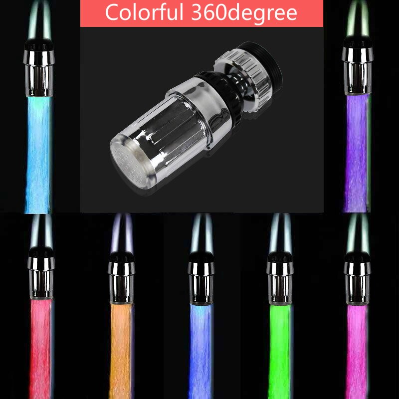 CHUBAN 1PC Led Faucet Light Intelligent Water Temperature Control Led Water Tap Kitchen Faucets No Need Battery N94: Colorful 360degree