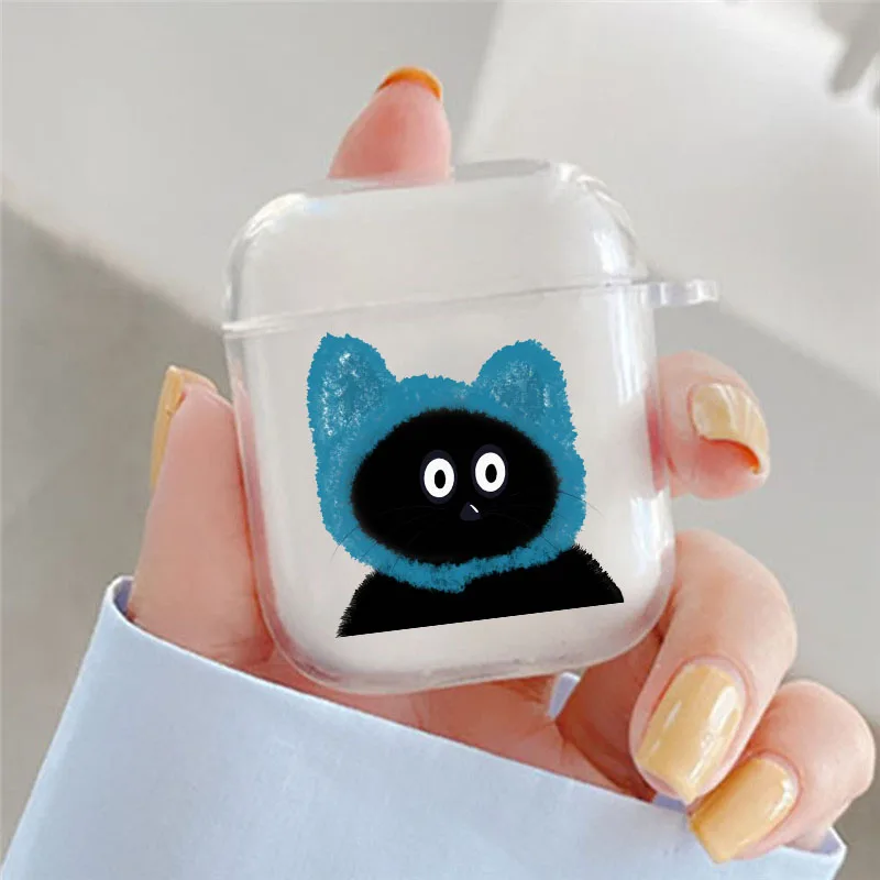 Funny Cartoon Black Cat Earphone Case For Apple AirPods 4 3rd 2 Pro 2 Transparent Cover For Airpod 1 3 Protective Cute Box Shell: XXL / Khaki