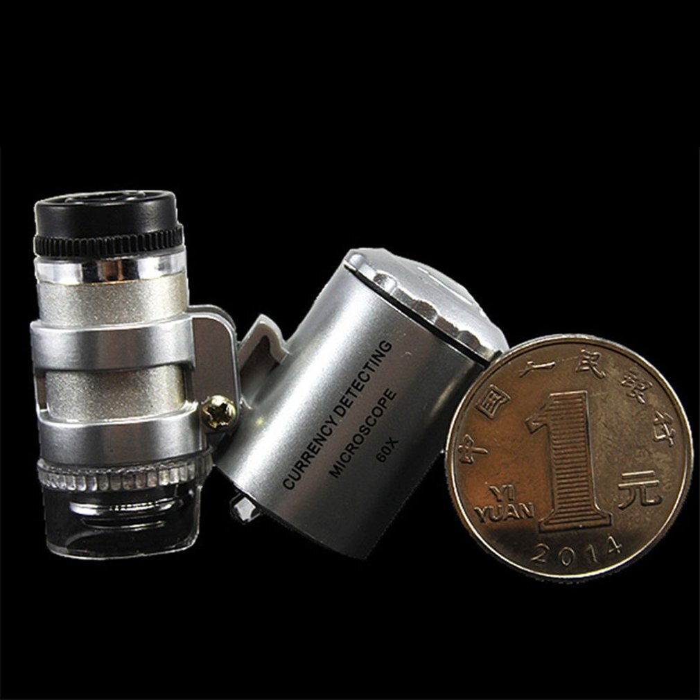 Mini Microscopio De Bolsillo 60X Con Luz LED Y UV | Lupa De Joyería Con Funda Incluida
