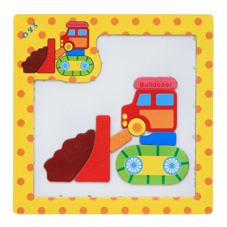 3D Wooden Children's Cartoon Puzzle Magnetic Model Puzzle Toys Children Early Childhood Educational Toys: Green