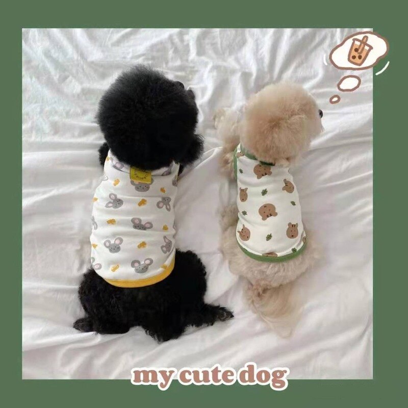 lato chudy pies kamizelka zwierzę domowe Kot T-koszula Słodki wydrukować Miś Niedźwiedź płaszcz oddychający kotek szczeniak koszula mały pies zwierzę domowe ubranie zwierzę domowe kieszonkowe dzieci