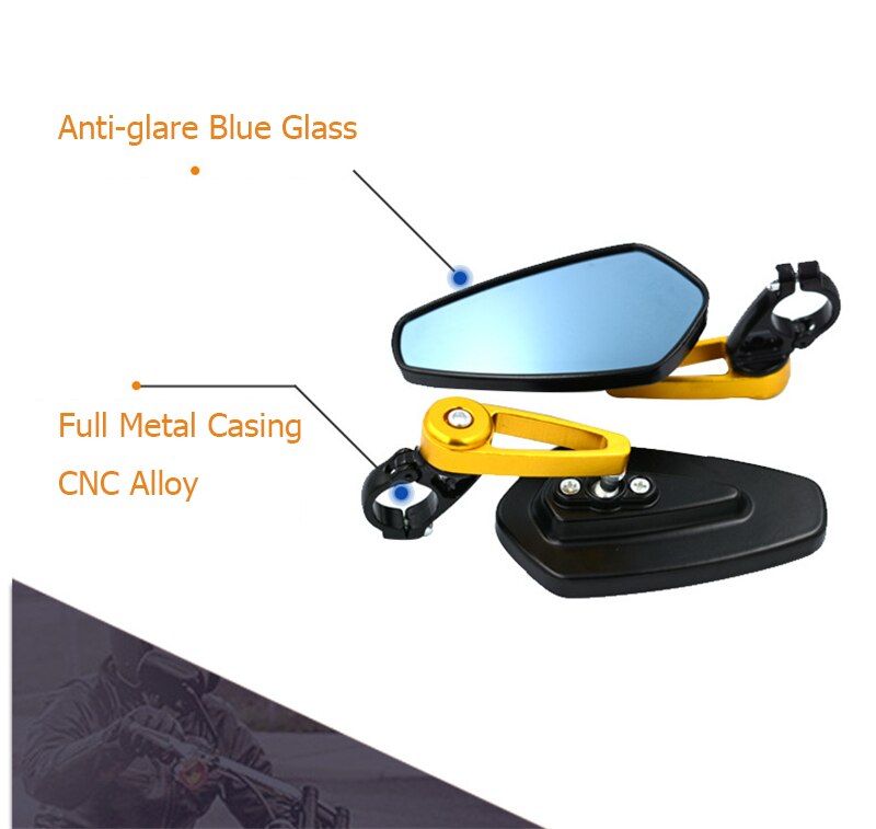 Universal Motorcycle 22mm Bar End Side Rearview Mirror 2Pcs Aluminum 7/8" Motorbike Bike Handlebar Rear View Mirrors