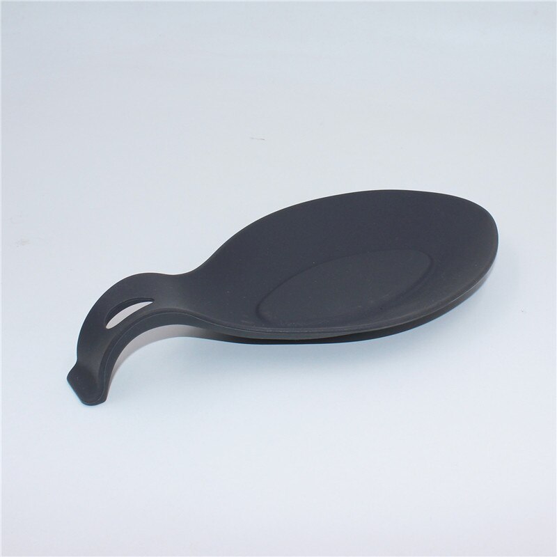 Kitchen Silicone Spoon Rest, Flexible Almond-Shaped, Silicone Kitchen Utensil Rest Ladle Spoon Holder: Black