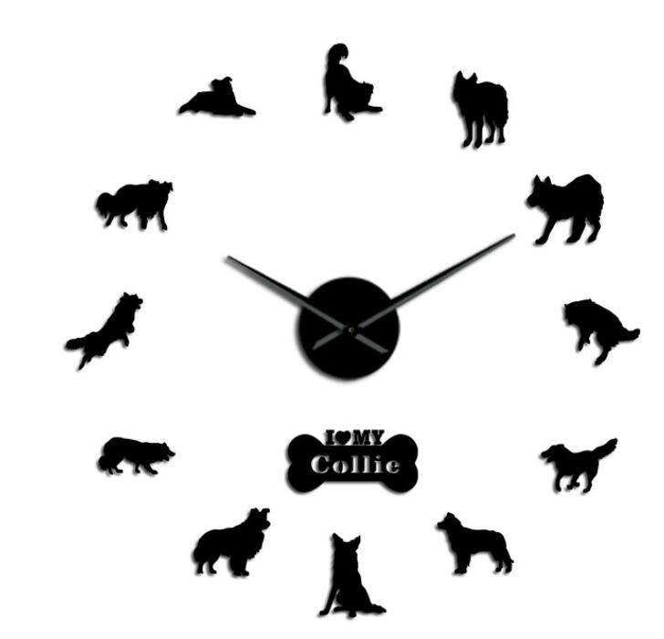 3D DIY Wall Clock Border Collie Dog Breed Animal B... – Grandado