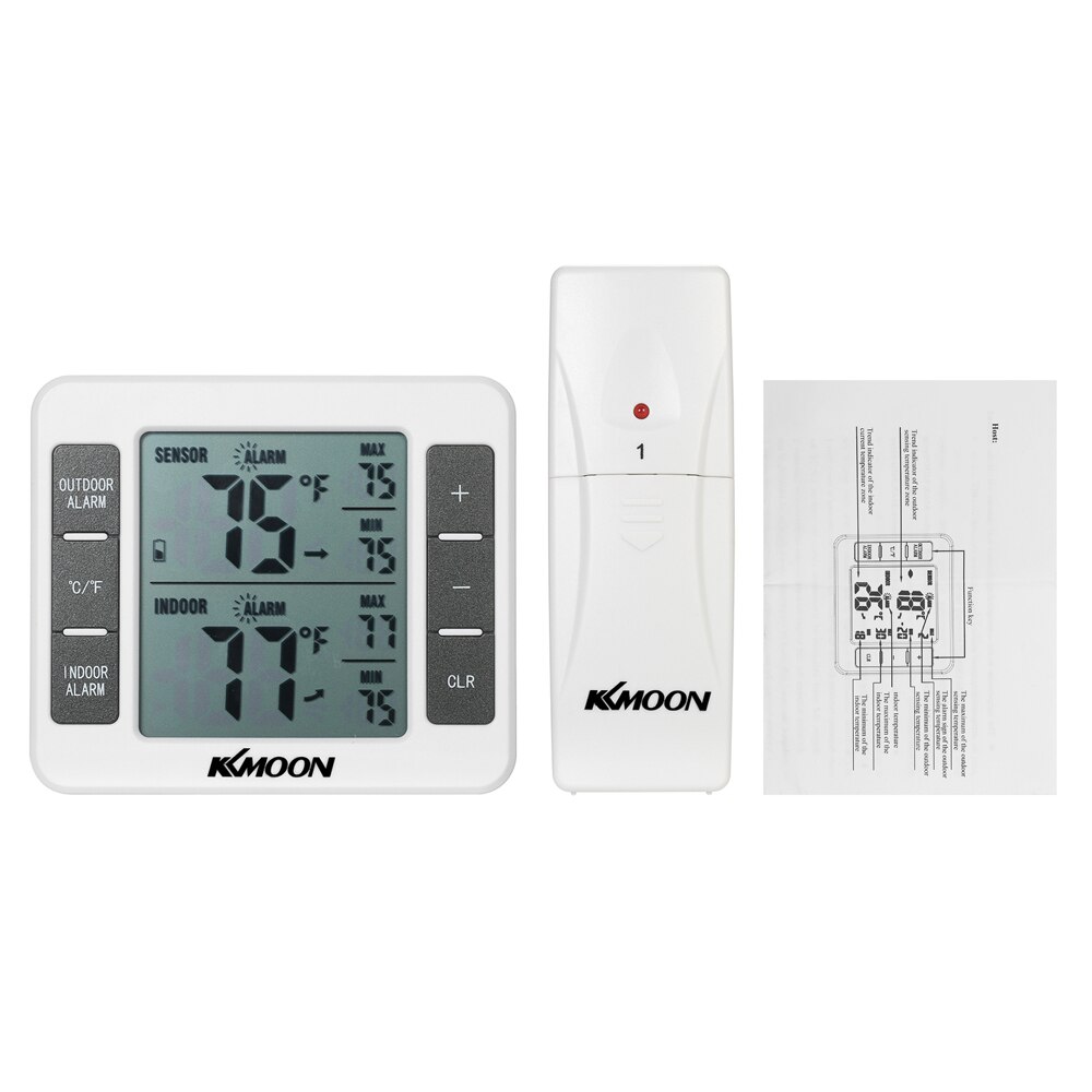 LCD Digital Thermometer Temperature Meter Indoor Outdoor Weather Station+ Wireless Transmitter with C/F Max Min Value Display: KIT2