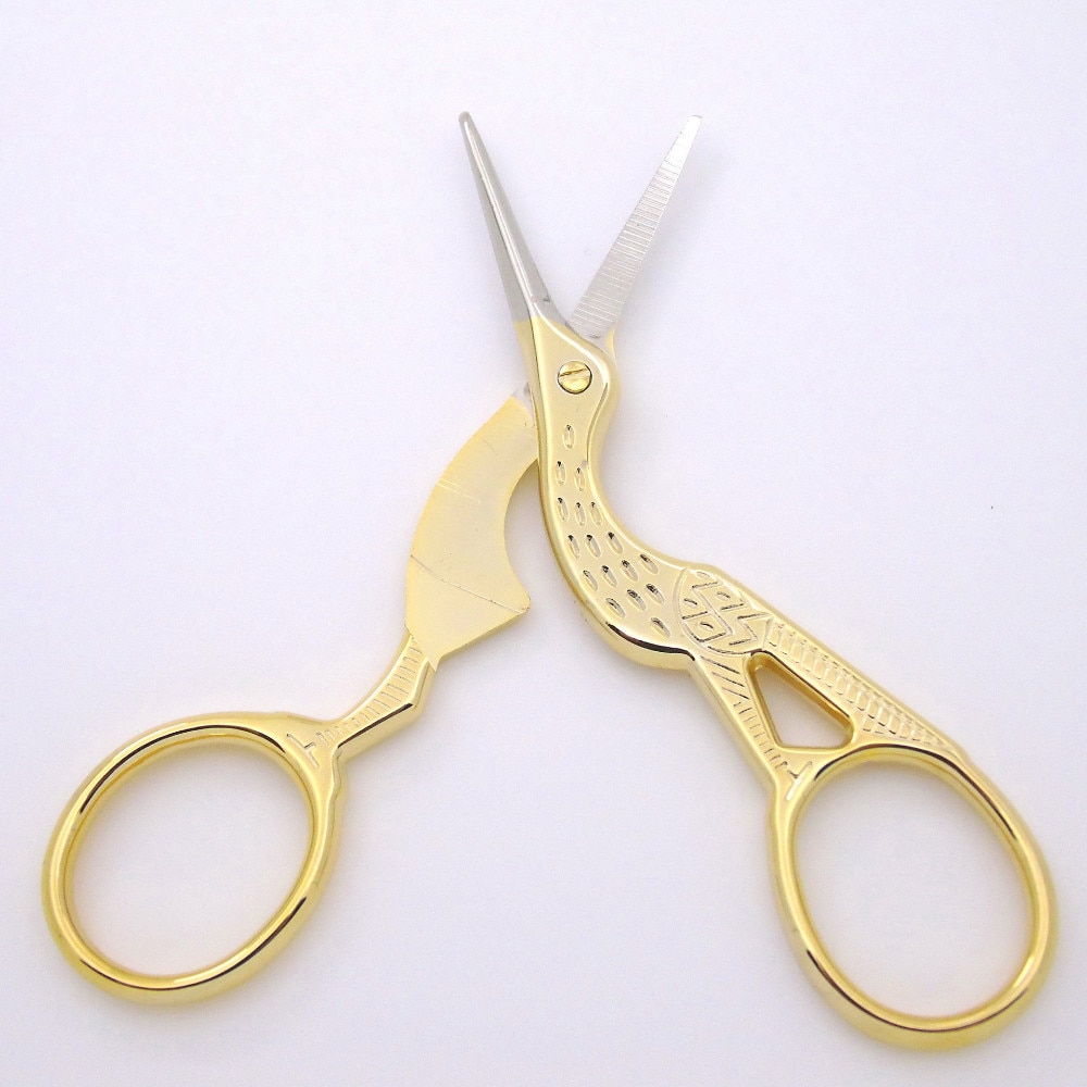 1Pc Retro Klassieke Europese Vintage Gold Ooievaar Naaien Schaar Trimmen Craft Gold Naaien Crane Tailorhome Tool Handwerk Tool