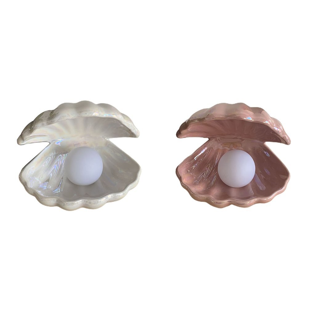 Pige drøm keramisk skal lampe perle fe dekoration nat lys opbevaring perle skal lampe desktop dekoration