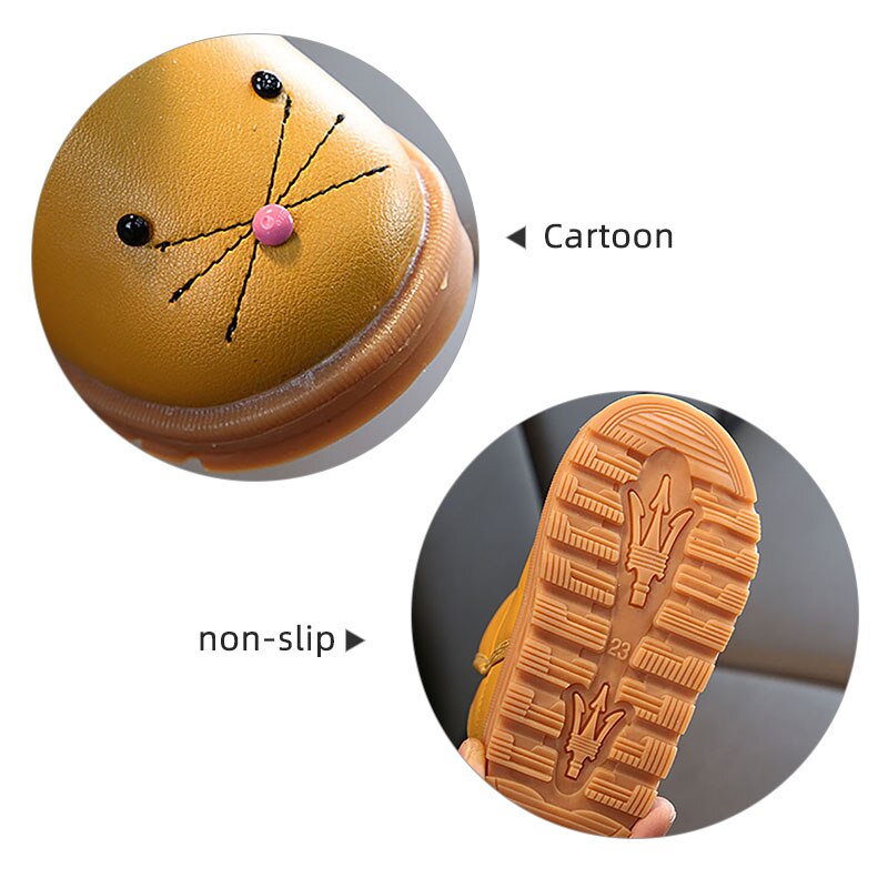 Winter Kinderen Snowboots Pu Leer Waterdicht Kinderen Schoenen Dikke Warme Pluche Anti-Slip Rubberen Zool Meisjes Laarzen