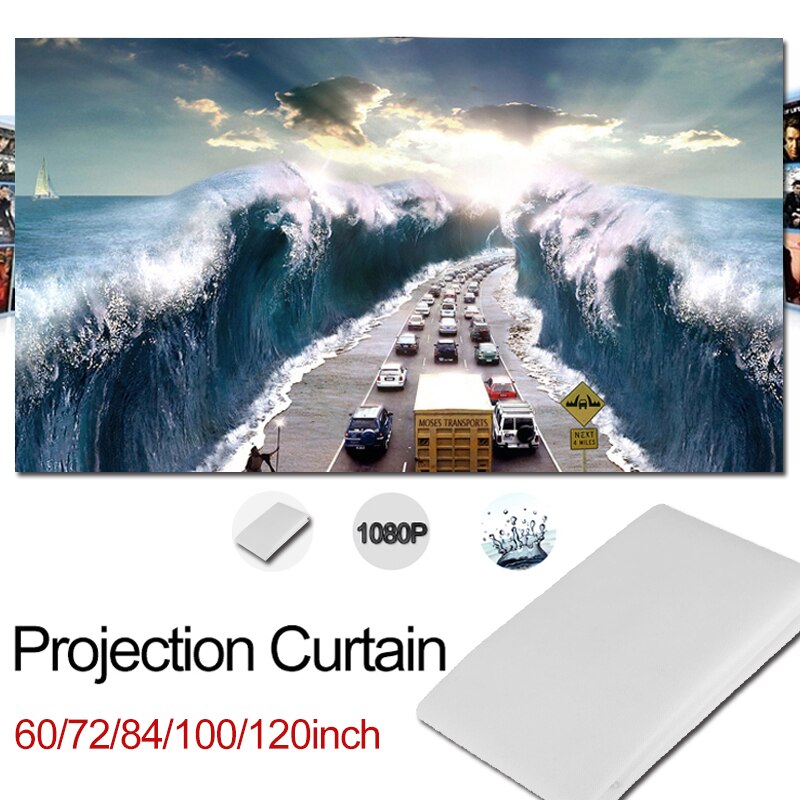Projector Curtain Soft Projector Screen 16:9 72/84/100/120 inch Home Theater Classroom Projection Screen Cinema