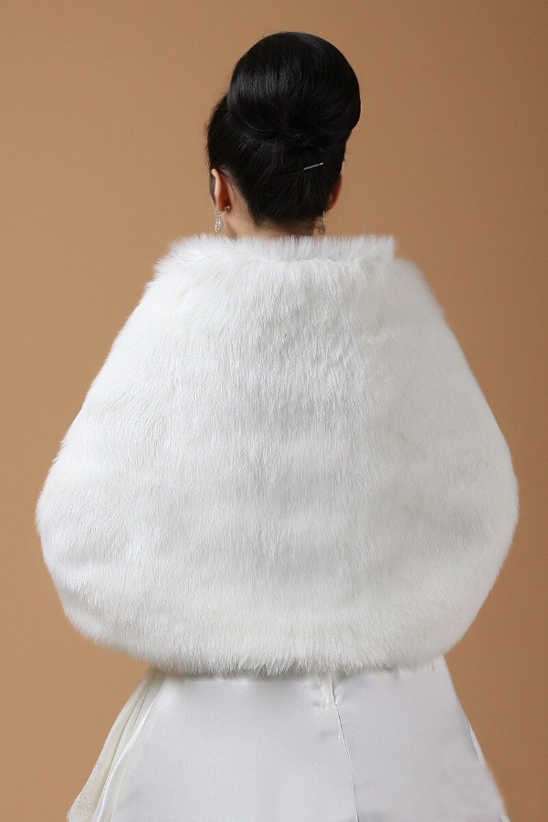 Weiß Faux Fell wickeln Stahl Schal Kap Braut Hochzeit zucken Stola Warme Jacke