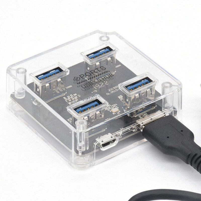 Wysokiej prędkości USB3.0 Centrum 4-Port koncentratora USB przezroczysty 3.0Centrum rozdzielacz jeden na cztery przedłużacze
