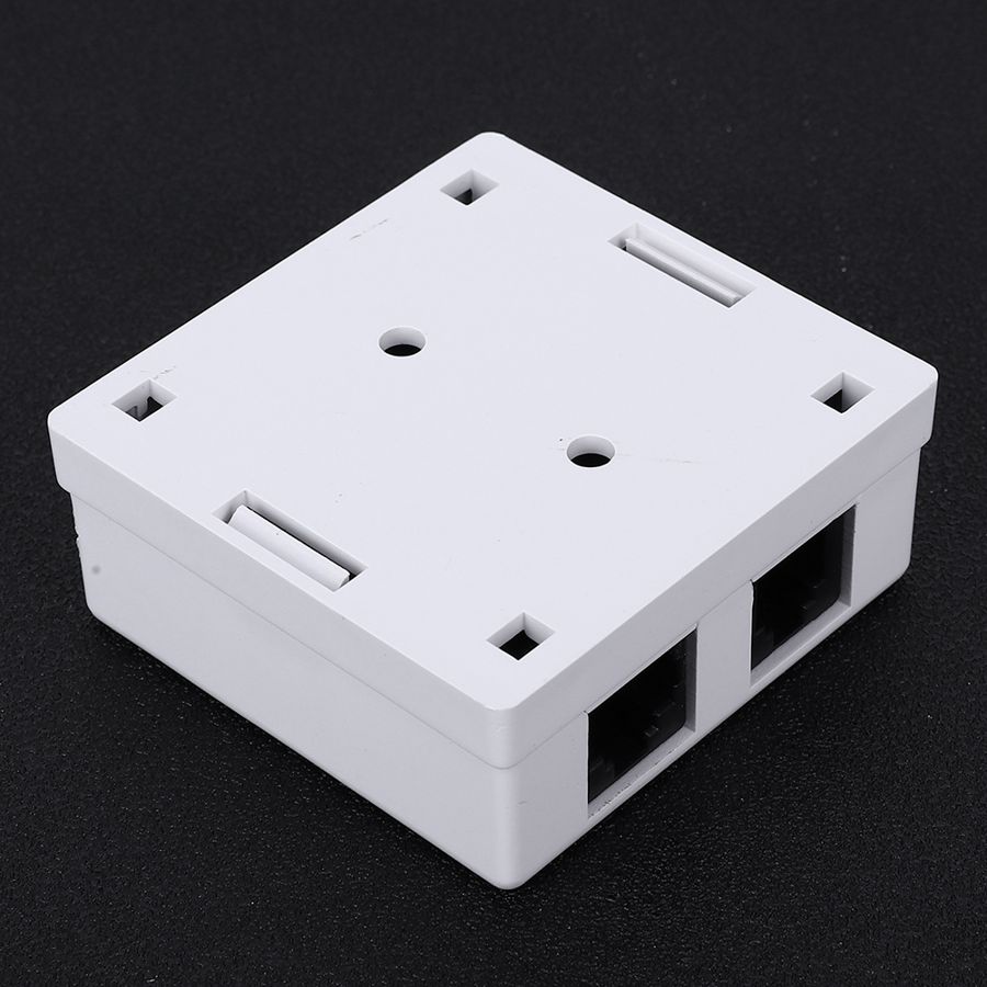 RJ45+RJ11 Wall Connector Junction Adapter 2-Port Desktop Extension Cable Mount Box Keystone Jack Box