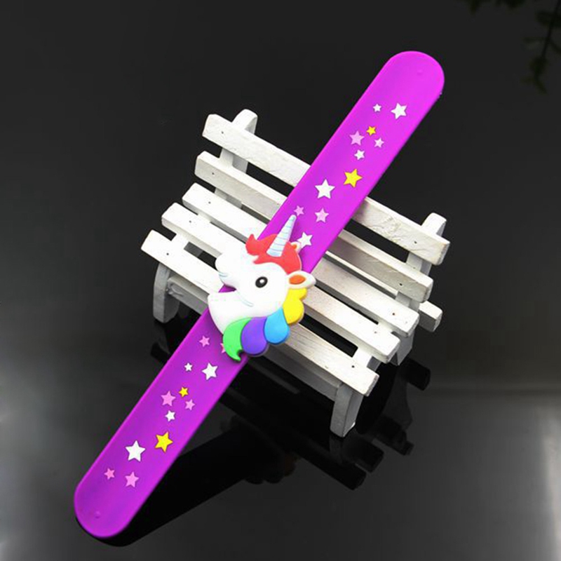 Kid Children Girl Boy Star Printing Colorful Unicorn Wristband Flexible Wrap Slap Bracelet Animal Enfant Bangle